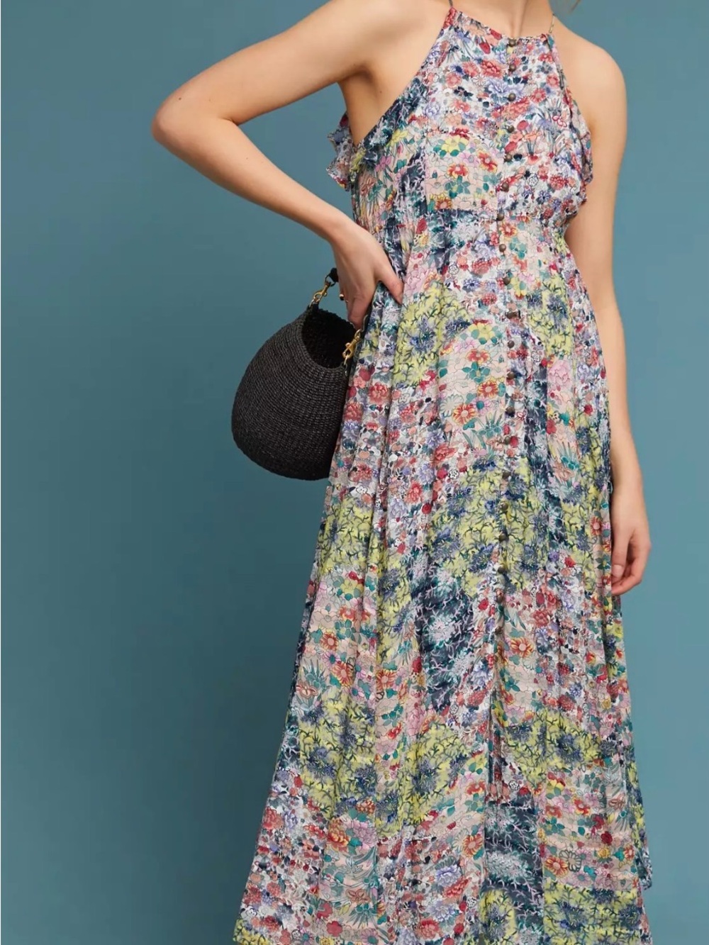 Anthropologie Allergon Maxi dress Meadow Rue Floral in Multi colored
